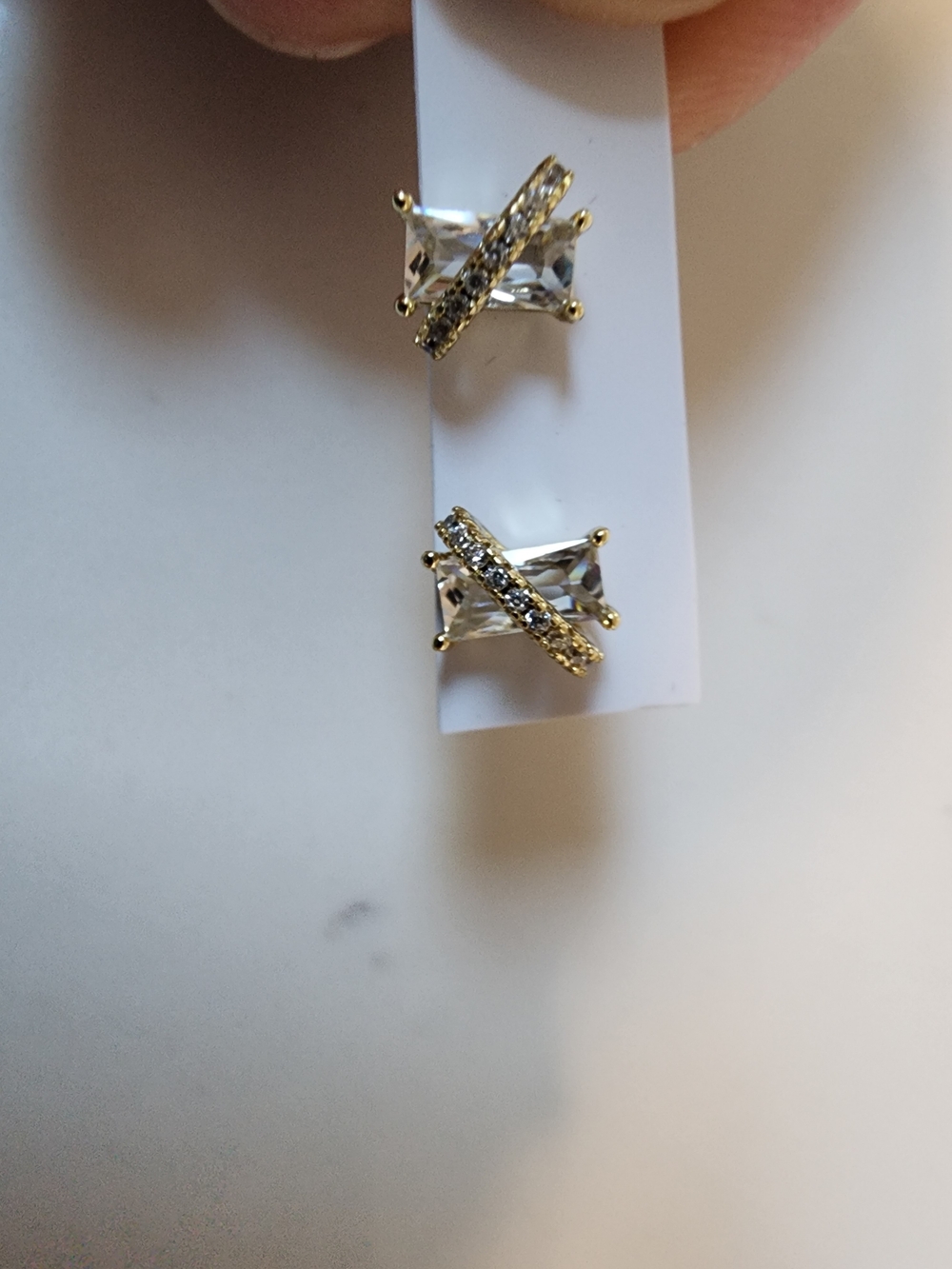 Gold-Tone Clear Crystal X Stud Earrings
